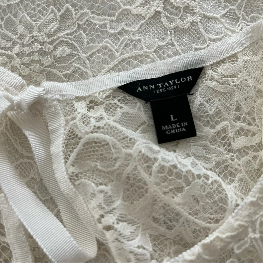Ann Taylor Off White Tiered Lace Sleeveless Top - Picture 11 of 12